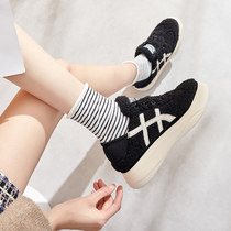  Fluffy shoes womens winter wear 2020 new all-match one-pedal explosion warm Lefu plus velvet Doudou thick-soled cotton shoes