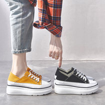  Canvas womens 2019 autumn new thick-soled inner height-increasing shoes tide shoes casual white shoes autumn shoes ulzzang shoes