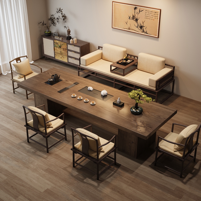 New Chinese-Style Solid Wood Luohan Bed Tea Table and Chair Set 2026 New Model High-End Living Room Home Office Reception Tea Table