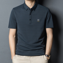 Men short sleeves 2021 new high-end t-shirt male ice silk polo shirt middle-aged business casual dad summer clothing blouse