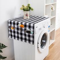 Modern black and white retro plaid modern simple refrigerator cover dust-proof drum washing machine cover bedside table cover