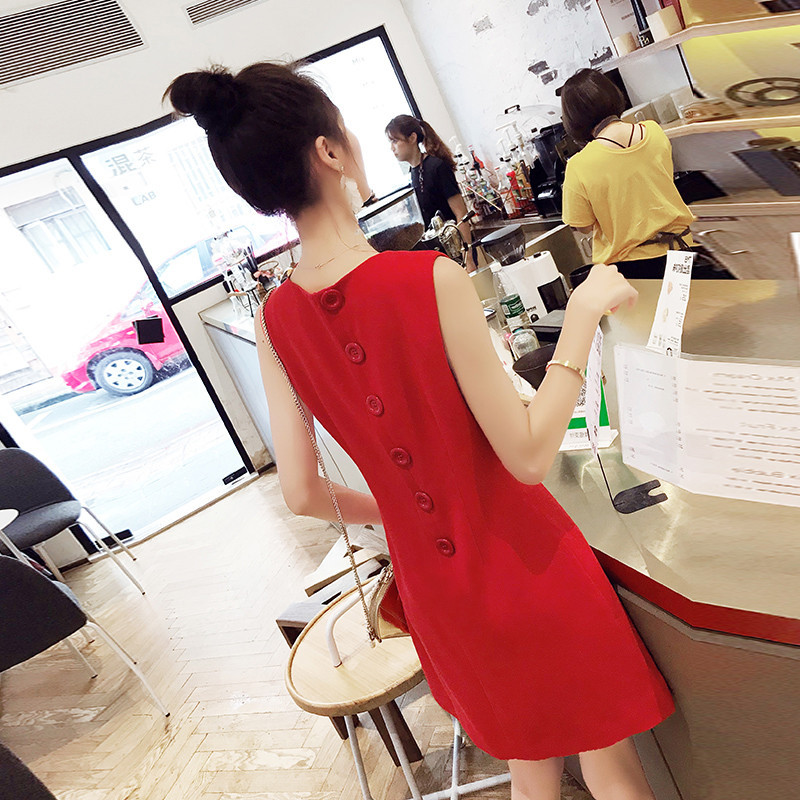 Sleeveless Bright Red Straight Dress 2026 New Style Women's Summer Elegant Trendy Petite A-Line Short Dress
