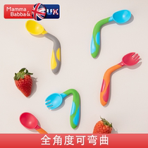 Baby spoon Learn to eat training spoon Childrens tableware Baby silicone soft spoon fork twist spoon Auxiliary spoon set