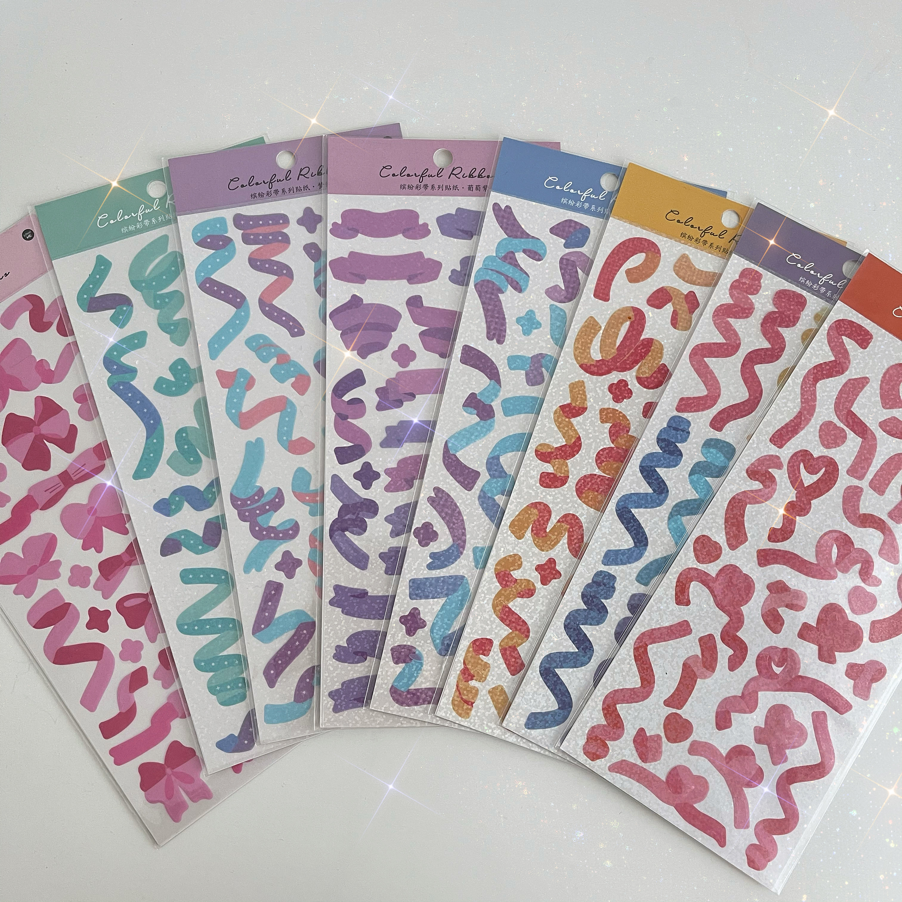 Korean ins gradient laser ribbon hand account sticker star chasing photo album decoration small card diy color strip ribbon material