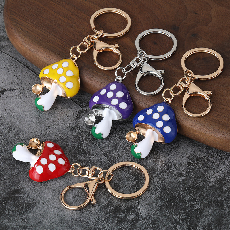 Cute New Style Small Mushroom Keychain, Exquisite Colorful Enamel Mushroom Keychain Bag Pendant, Small Gift Wholesale Cute New Style Small Mushroom Keychain, Exquisite Colorful Enamel Mushroom Keychain Bag Pendant, Small Gift Wholesale