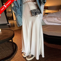 Maternity wear summer 2024 new style silky satin acetate skirt without belly support A-line skirt high waist slimming skirt