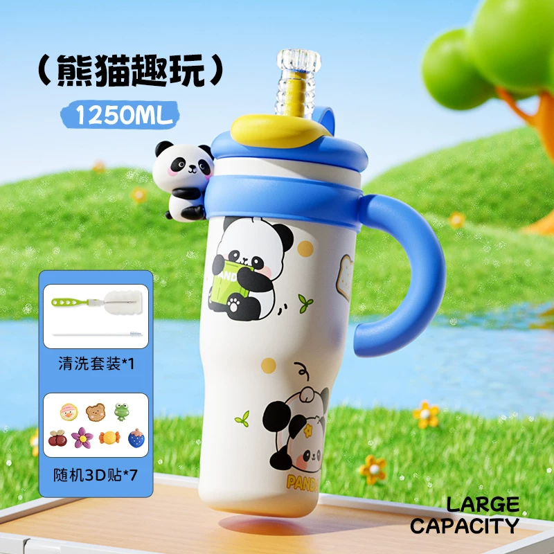 High quality glass, straw with glass, capacious ceramic tea cup
