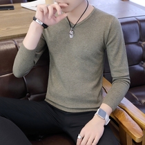 Official website flagship store 2021 New Korean trend autumn mens sweater V neck long sleeve T-shirt mens thin sweater