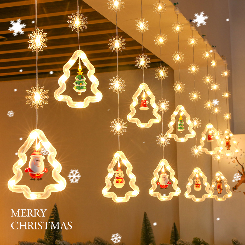 Christmas String Lights for Balcony Led Atmosphere Decoration Lights Christmas Tree Lighting Scene Arrangement Ornaments Hanging Decorations