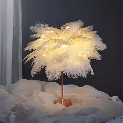 Night lamp lamp bedroom ins girl heart bedside lamp Net red feather lamp shake sound creative romantic dream sleep