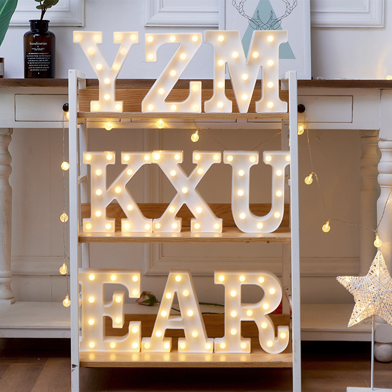 LED English letter light Proposal creative decoration supplies Romantic confession Adult birthday party decoration digital light