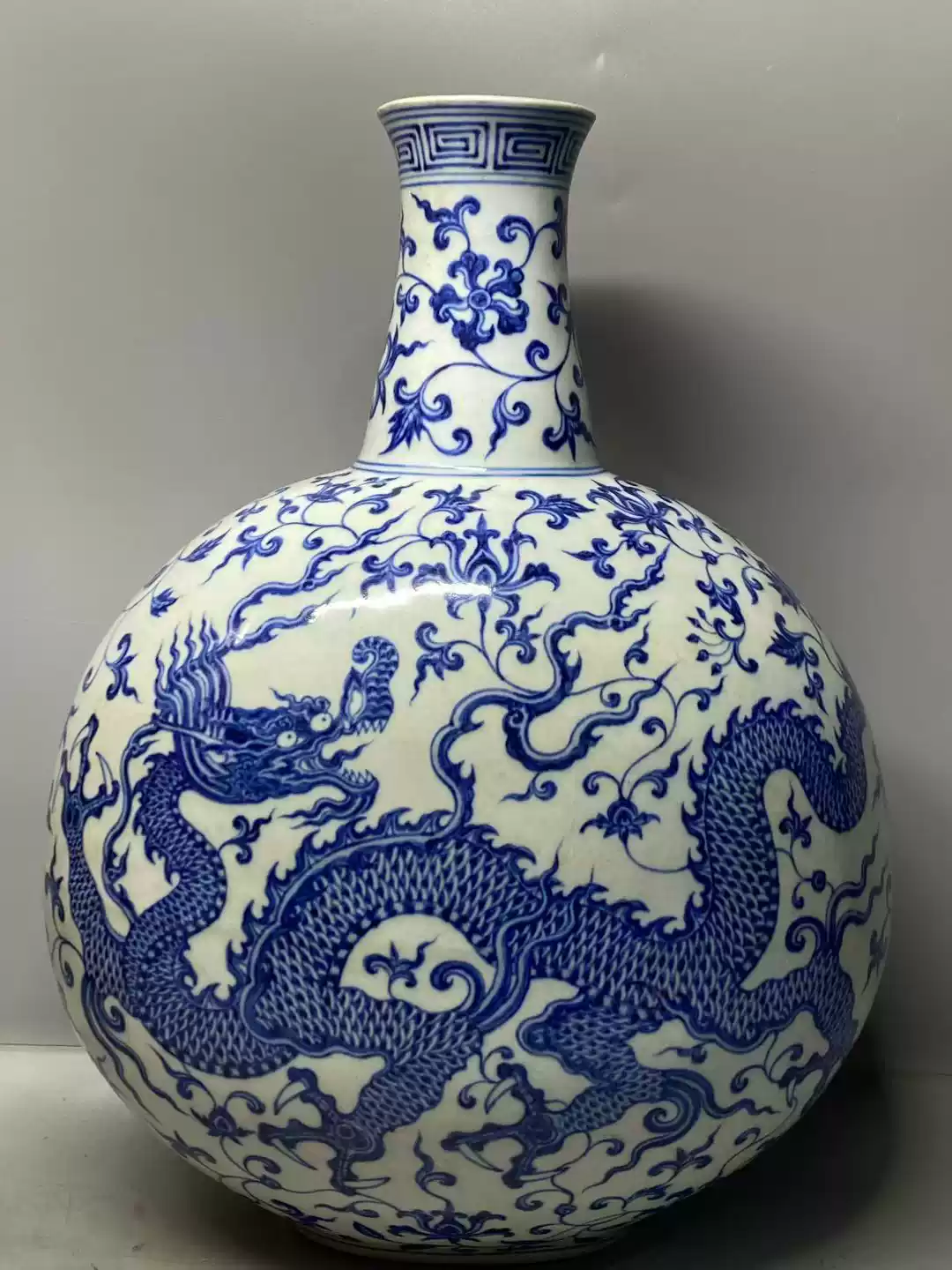 明永乐青花龙纹扁瓶景德镇老瓷器古玩古董艺术品收藏一线货源-淘宝