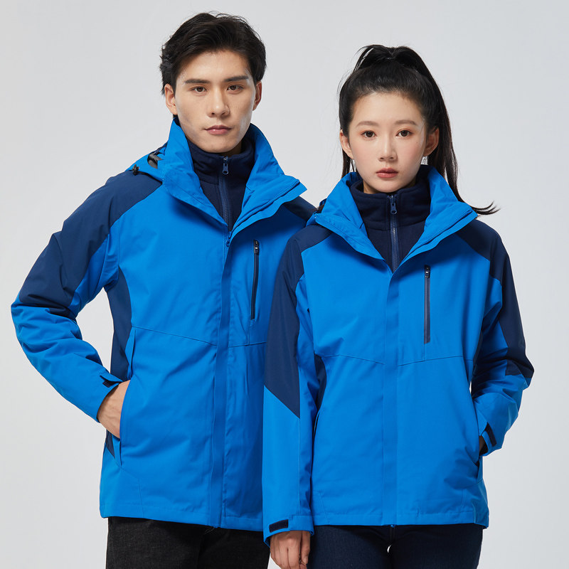 Outdoor submachine men's three-in-one two sets of women Detachable plus suede waterproof winter custom LOGO mountaineering service wave