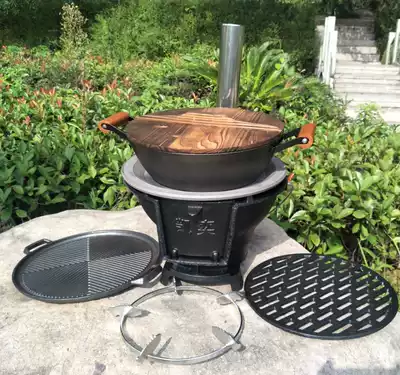 Cast iron charcoal grill thickened grill firewood stove firewood stove heating stove picnic wood grill barbecue grill