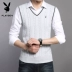 Playboy cotton ấm áp và nhung vest nam mùa thu đông vest không tay áo len thanh niên áo len phiên bản hàn quốc áo len cho nam Dệt kim Vest