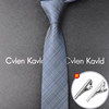 Striped Formal Tie for Men, Business Casual, Slim, Korean Style, High-End, Groom, Student, Fashionable, Retro, Gray-Blue