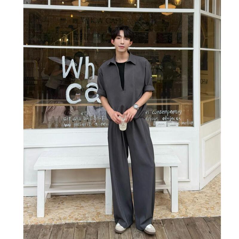 Un520 Men's Summer Design Two-Piece Style Short-Sleeve Shirt with a Sense of Atmosphere, Wrinkle-Resistant and No-Iron Shirt Set Un520 Men's Summer Design Two-Piece Style Short-Sleeve Shirt with a Sense of Atmosphere, Wrinkle-Resistant and No-Iron Shirt Set