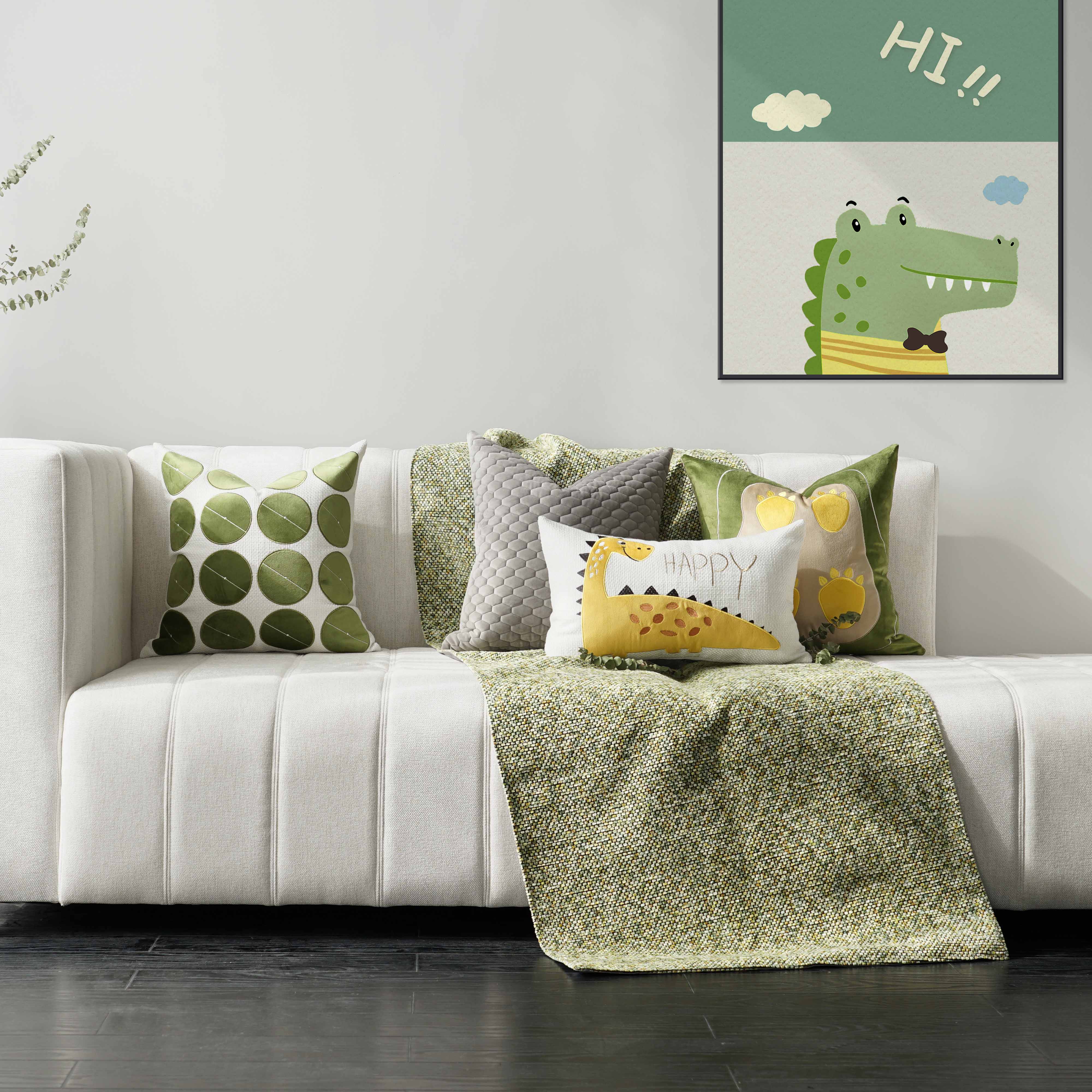 Modern minimalist tender green yellow living room sofa pillow cushion model room cushion car club bag