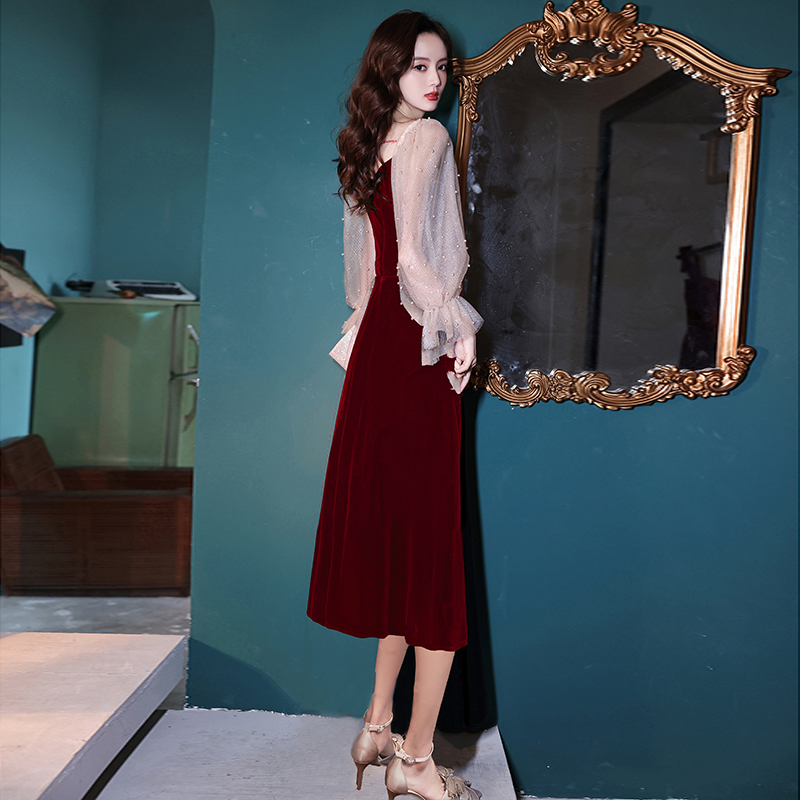 Evening dress, advanced clothing, velvet wedding dress for bride, suitable for teen, high-quality style Evening dress, advanced clothing, velvet wedding dress for bride, suitable for teen, high-quality style