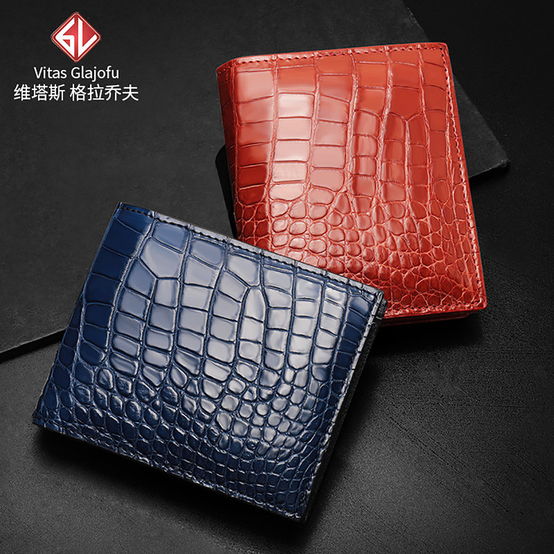 Thai Crocodile Belly Leather Wallet for Men, Genuine Leather, Short Style, Business Multifunctional, Multiple Card Slots, Horizontal Style, Thin Wallet 80% off