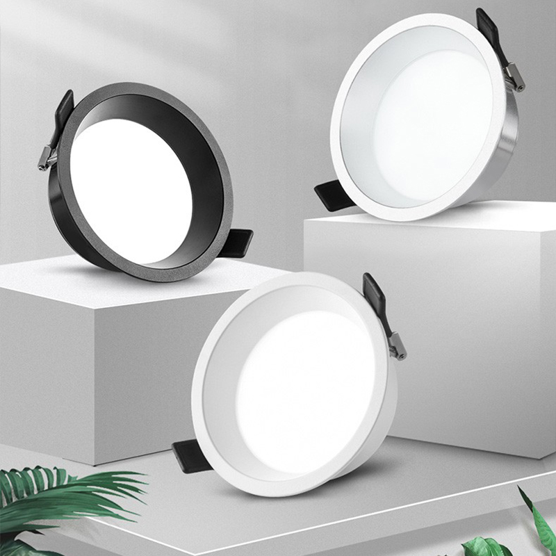 NVC lighting LED downlight high color rendering anti-glare aluminum home living room bedroom embedded three-color light ceiling light