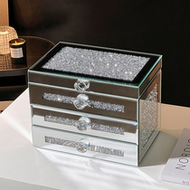 Jewelry storage box high-end exquisite and large-capacity necklace earrings hand accessories multi-layer jewelry box new style diamond-encrusted high-end
