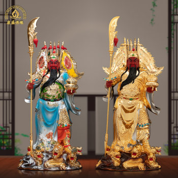 Guanyin and Guan Gong Statues for Living Room Decoration, God of Wealth, Nine Dragons Guan Di, Holy King Guan Er, Deity Statue, Housewarming Gift