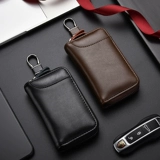 Вместительная и большая ключница, кожаный универсальный картхолдер с молнией