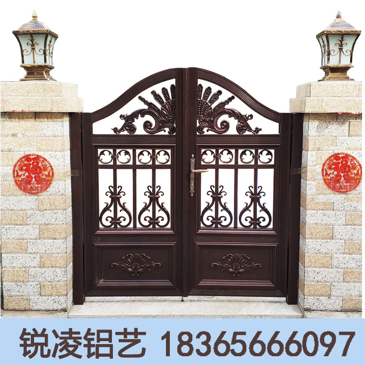 Aluminum Art Gate Eurostyle Villa Open Doors Aluminum Alloy Patio Doors Home Village Yard Rural Electric Double Doors