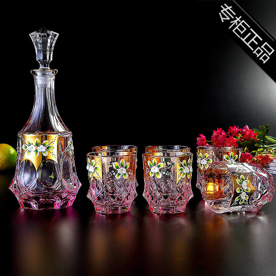 Czech gold crystal wine set whiskey glass lead-free wine cup kit wine pourer wine glass