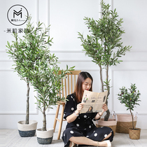 Large artificial tree landscaping Olive tree plant potted bionic green plant ornaments Indoor bonsai fake tree landscape decoration