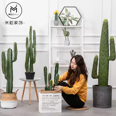 Large simulation cactus tree plant potted decoration Indoor bionic fake green plant landscaping Net red fairy column decoration