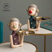 Bubble gum girl American light luxury tray decoration creative gift living room entrance coffee table put key storage decoration