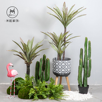 Simulated plant landscaping potted phoenix tree agave desert bionic green plant potted indoor bonsai decoration
