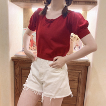 * Refreshing Ice Silk Butterfly Knot Linen Sensation Summer Short Sleeve Knitwear K