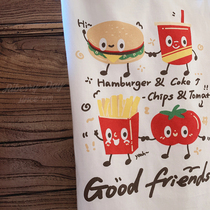 Loose Positive Shoulder Home Coke Burger Fries Childlike White Round Collar Short Sleeve T-shirt U