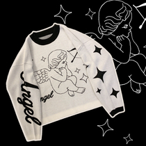 Original Starry Sky Angel cute retro girl wings super loose White pink sweater K