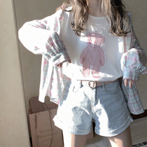 Original printed cute bear white short sleeve T-shirt U