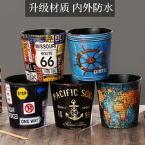 American trash can Retro cute home creative living room Office bedroom Nordic personality restaurant fashion paper basket