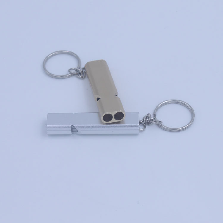 Double-hole high frequency outdoor survival whistle life-saving whistle Emergency self-rescue high-frequency aluminum alloy life-saving whistle