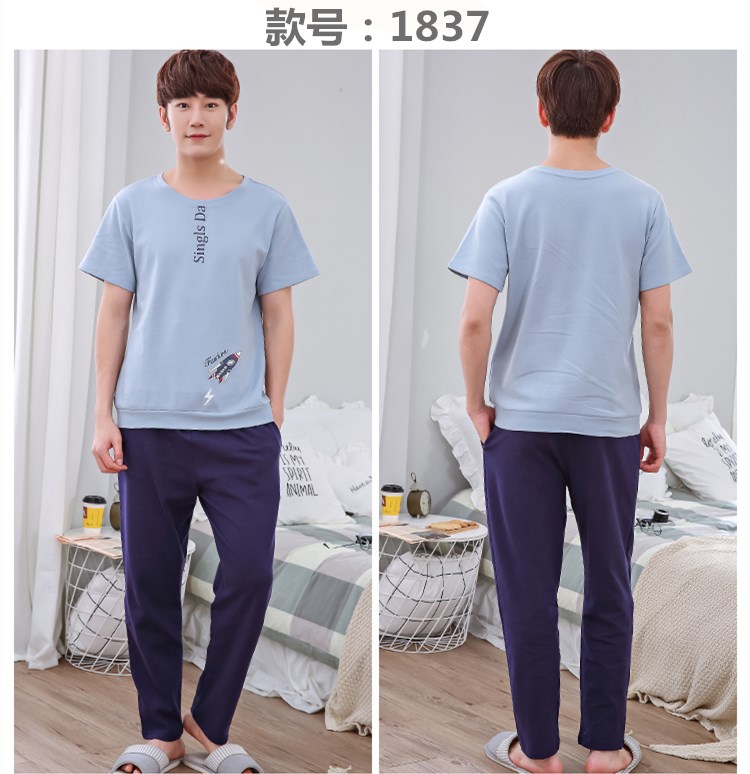 Của nam giới đồ ngủ cotton ngắn tay quần mùa hè cotton nam casual kích thước lớn đồ ngủ mùa hè dịch vụ nhà phù hợp với phim hoạt hình quần lót nam