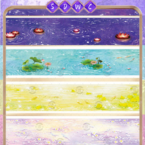 Sandu ancient style special oil and paper tape water pattern landscaping lotus cherry blossom lotus lamp hand account collage background decoration sticker