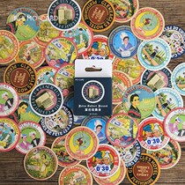 Mo ink box sticker retro collection nostalgic picture round hand account diary decoration self-adhesive sealing paste