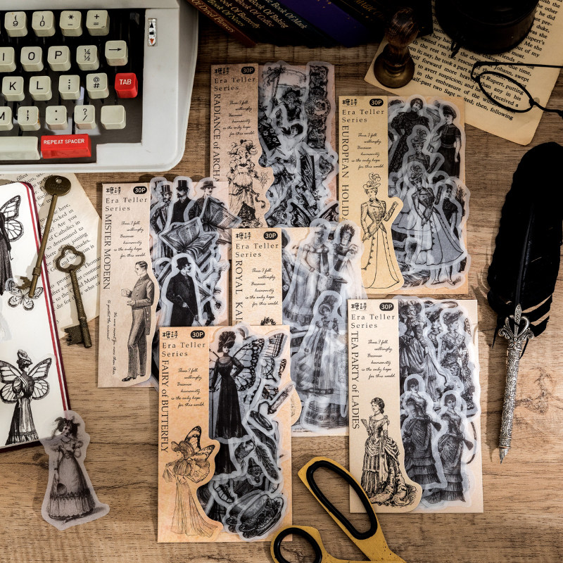 Sugar sulfate paper sticker package narrative black and white retro Europe and America court image decoration decoration poster