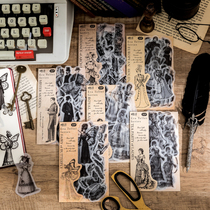 Sugar Poetry Sulfuric Acid Paper Sticker Pack Era Narrative Black and White Retro European and American Court Portrait Handbook Decorative Stickers