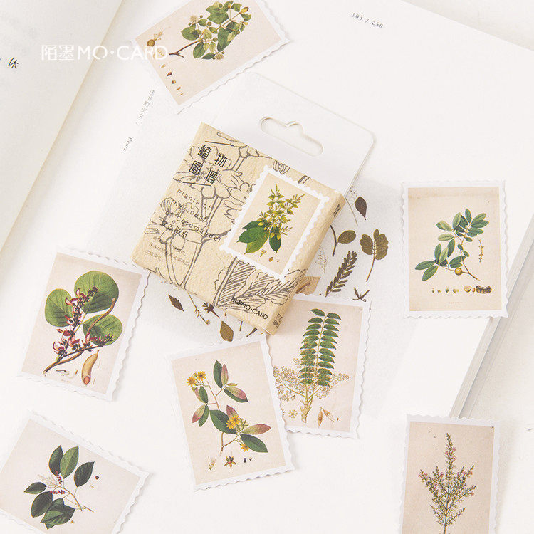 Momo Pocket Sticker Plant Atlas Green Plant Illustration Diary Album DIY Decorative Self-adhesive Stickers