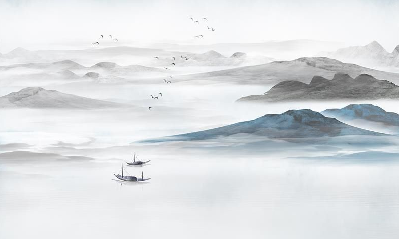 中式水墨山水背景