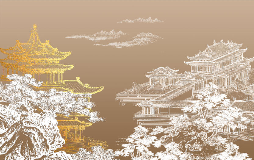 新中式阁楼背景墙