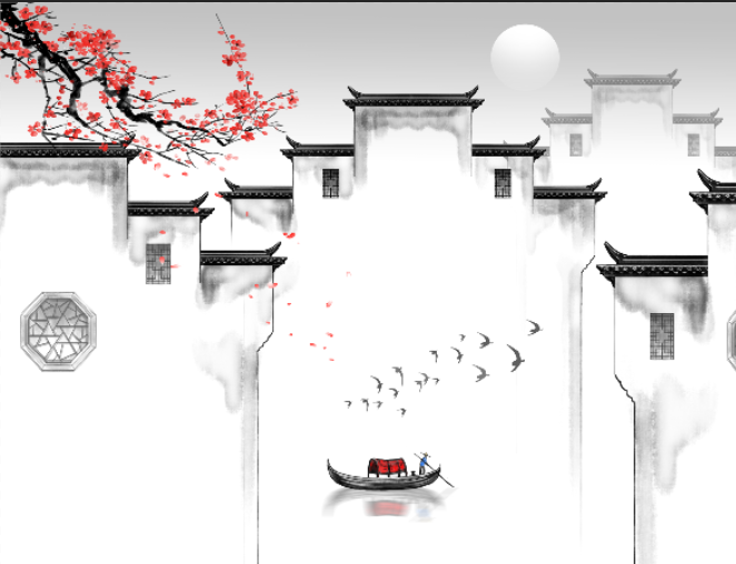 新中式山水背景墙