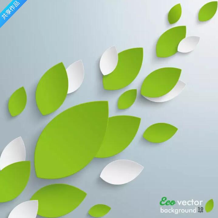 树叶剪纸背景矢量